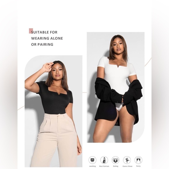 Square Neck Bodysuit Tummy Control Slimming Bodysuit Going Out Tank Tops - Picture 2 of 2